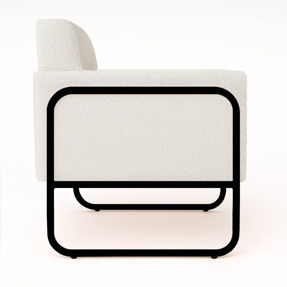 Poltrona Sala Industrial Alta Tubo Preto Kit 2 Elisa Bouclê D03 - D'rossi Cor Off White - 7