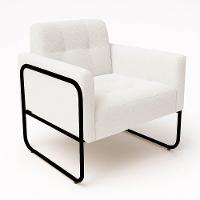 Poltrona Sala Industrial Alta Tubo Preto Kit 2 Elisa Bouclê D03 - D'rossi Cor Off White - 6