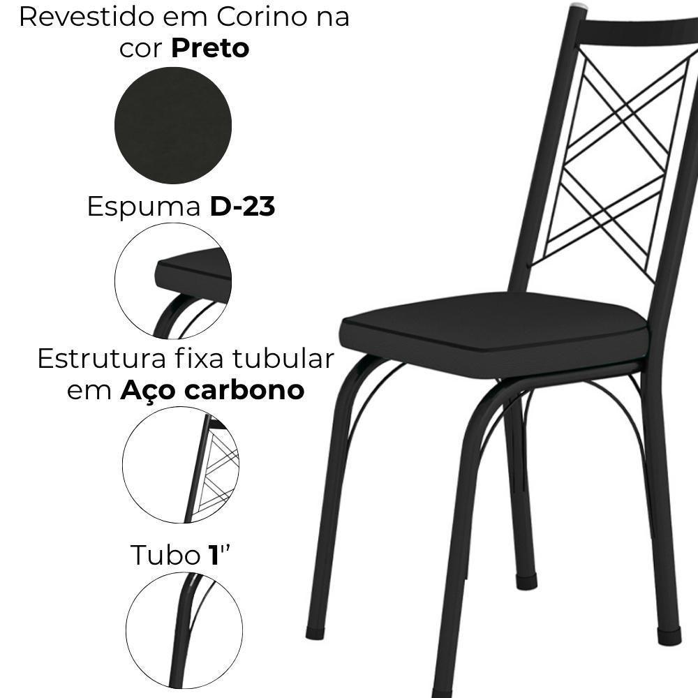 Kit 2 Cadeiras Tubular Europa 143 Preto Assento Artef Preto - 5