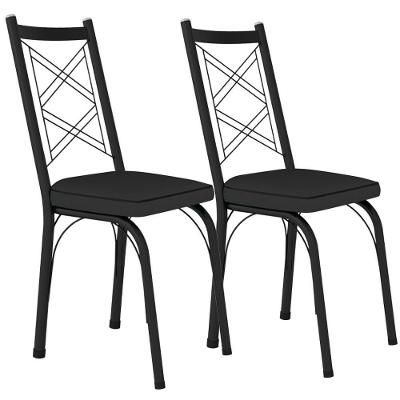 Kit 2 Cadeiras Tubular Europa 143 Preto Assento Artef Preto
