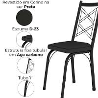 Kit 2 Cadeiras Tubular Europa 143 Preto Assento Artef Preto - 5