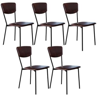 Kit 05 Cadeira Para Sala De Jantar Village Preto C01 Courino Café - Lyam Decor