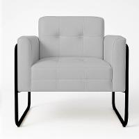 Poltrona Sala Industrial Alta Tubo Preto Kit 2 Elisa Sintético D03 - D'rossi Cor Cinza - 3