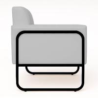 Poltrona Sala Industrial Alta Tubo Preto Kit 2 Elisa Sintético D03 - D'rossi Cor Cinza - 5