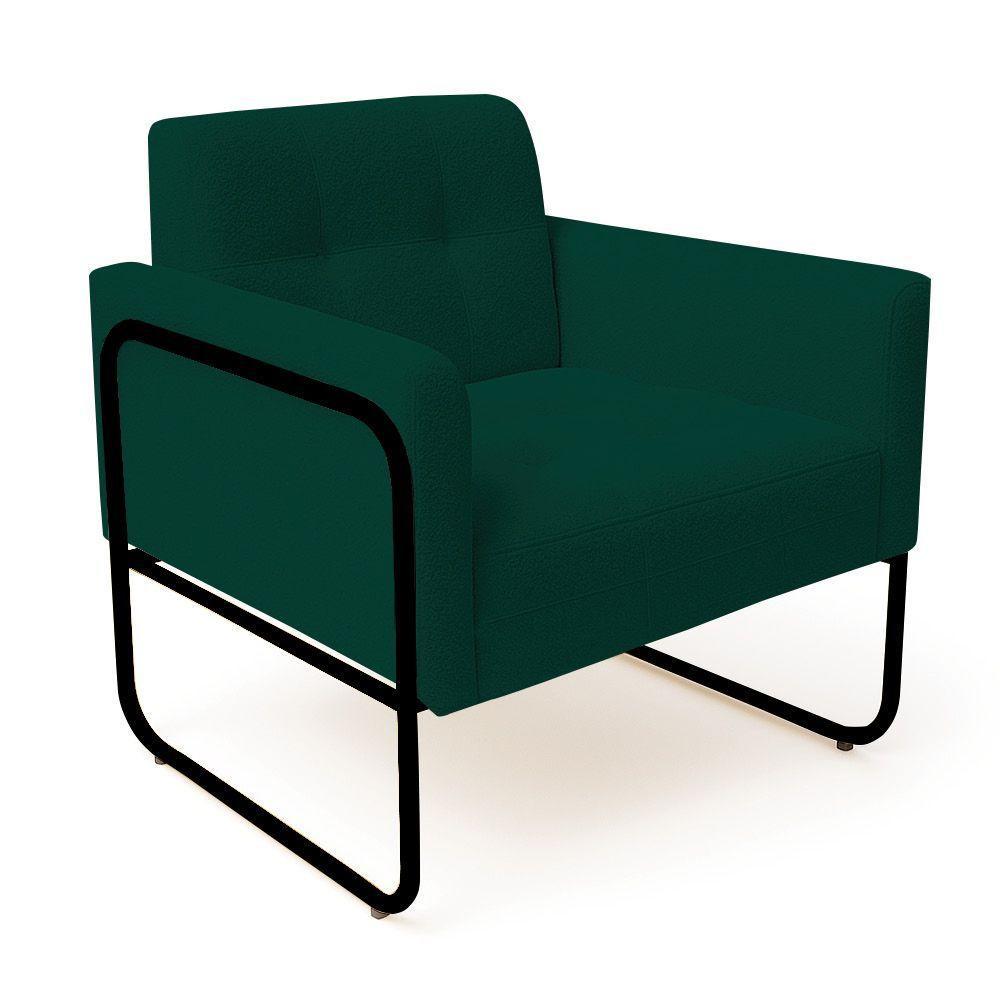 Poltrona Sala Industrial Alta Tubo Preto Kit 2 Elisa Bouclê D03 - D'rossi Cor Verde - 6