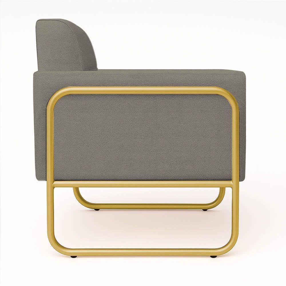 Poltrona Sala Industrial Alta Tubo Dourado Kit 2 Elisa Linho D03 - D'rossi Cor Grafite - 7