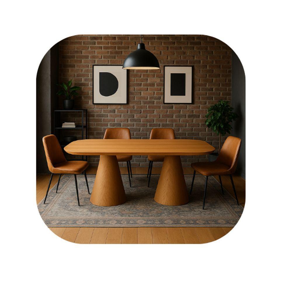 Mesa De Jantar Cone Retangular Vitta 244x137cm Base Fiberglass Laminada Em Freijo Tampo Freijó - 5