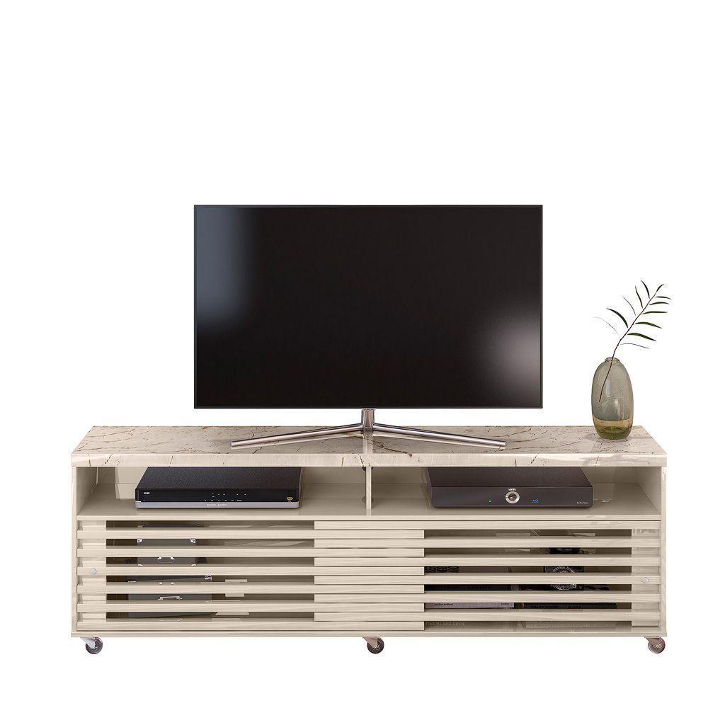 Rack Tv 75pol 182cm Bancada Para Sala Nerion M20 - D'rossi Calacata E Off White - 2