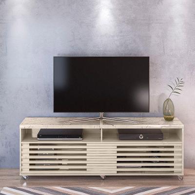 Rack Tv 75pol 182cm Bancada Para Sala Nerion M20 - D'rossi Calacata E Off White