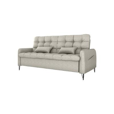 Sofá Cama Reclinável Com Almofadas 3 Lugares 200cm Pillar Linho Cinza Matrix Linho Cinza