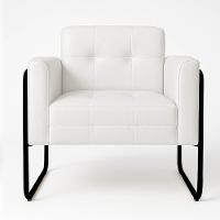 Poltrona Sala Industrial Alta Tubo Preto Kit 2 Elisa Sintético Branco D03 - D'rossi - 6