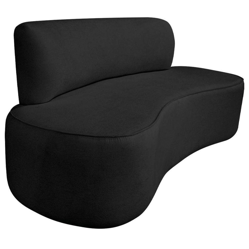 Kit Recamier Curvo Amsterdã 140cm E Poltrona Amore Luxo Linho Cor Preto - 7