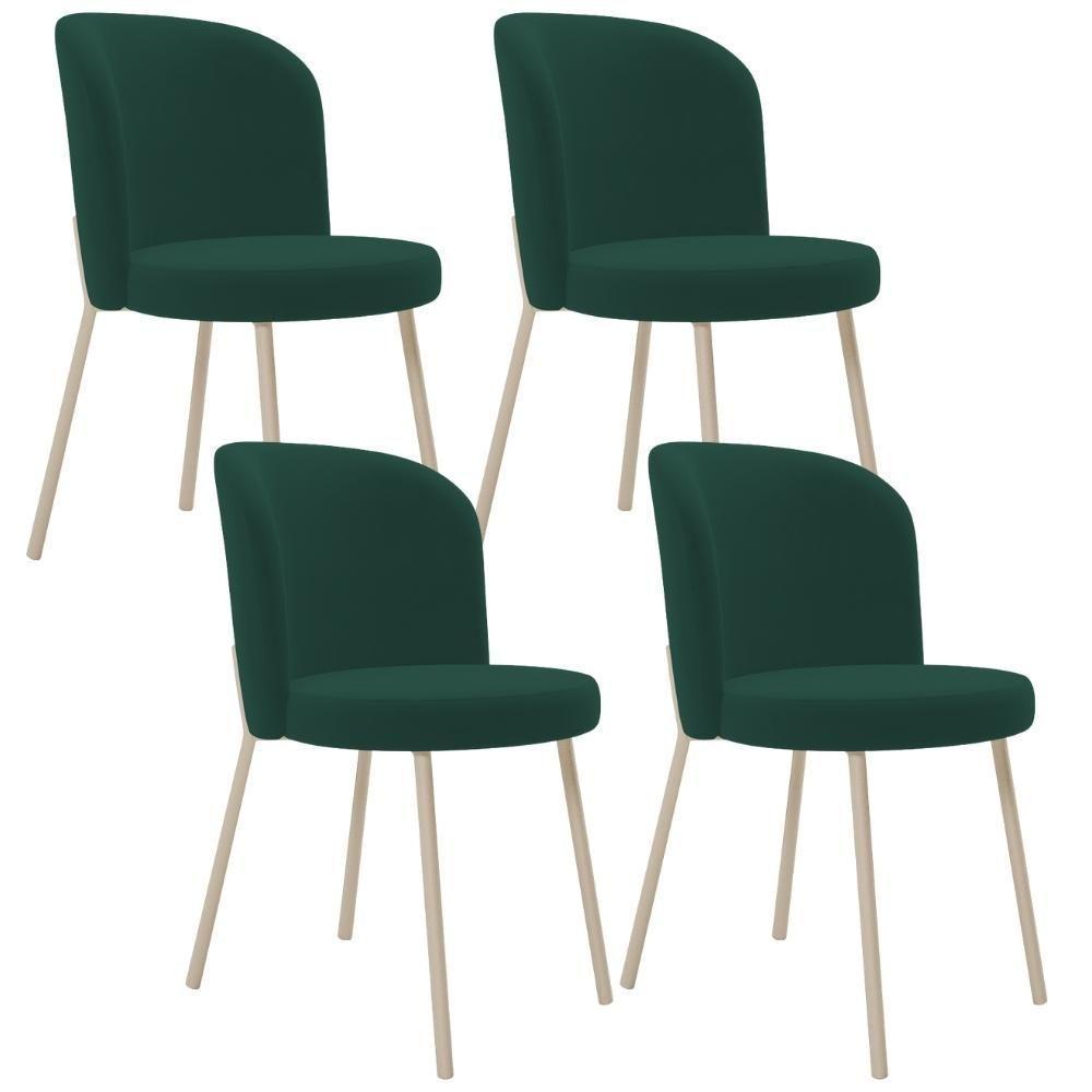 Kit 04 Cadeiras Para Sala De Jantar Cozinha Estofada Gavi Arena L02 Suede Verde Musgo - Lyam Decor - 1