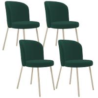 Kit 04 Cadeiras Para Sala De Jantar Cozinha Estofada Gavi Arena L02 Suede Verde Musgo - Lyam Decor - 1