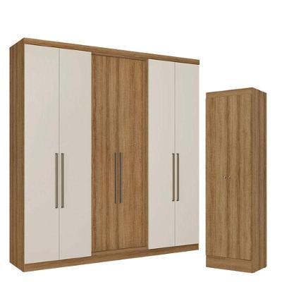 Guarda Roupa Casal Presence 6 Portas Almendra Off White Acetinado E Multiuso Space Almendra - Thb
