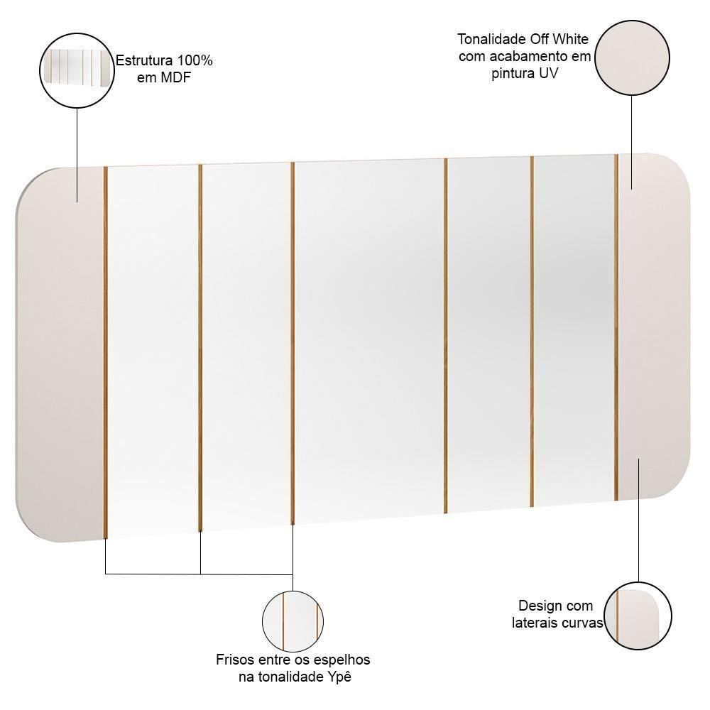 Kit Aparador Buffet Com Cristaleira E Espelho Verbena N01 Off White Ypê - Lyam Decor - 6