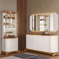 Kit Aparador Buffet Com Cristaleira E Espelho Verbena N01 Off White Ypê - Lyam Decor - 3
