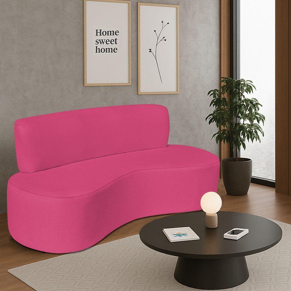 Sofá Curvo 2 Lugares Amsterdã 140cm Suede Cor Pink - 1