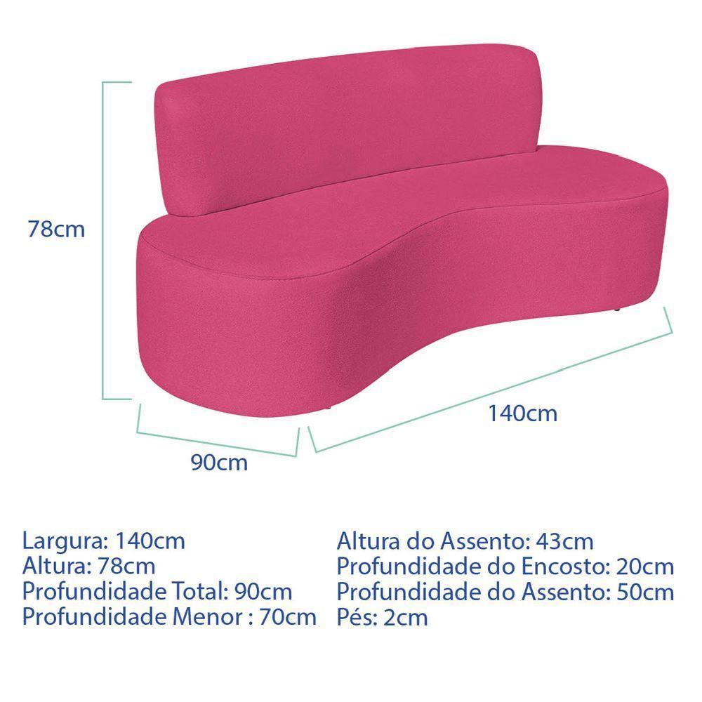 Sofá Curvo 2 Lugares Amsterdã 140cm Suede Cor Pink - 3