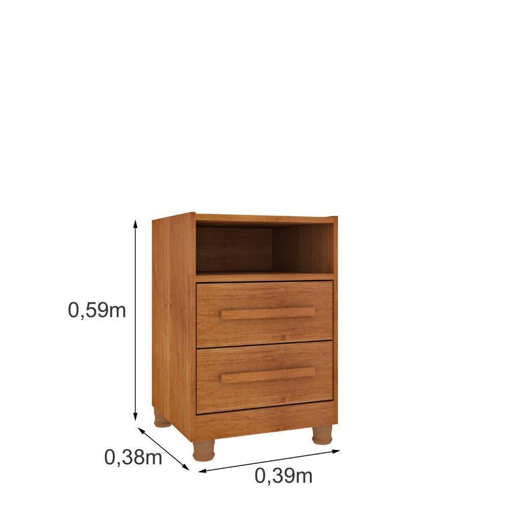 Mesa De Cabeceira Barcelona Com Pés E 2 Gavetas Tcil Cinamomo - 2