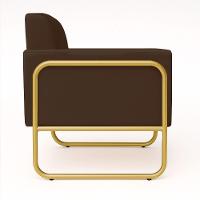 Poltrona Sala Industrial Alta Tubo Dourado Elisa Suede Marrom D03 - D'rossi - 2