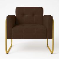 Poltrona Sala Industrial Alta Tubo Dourado Elisa Suede Marrom D03 - D'rossi - 3