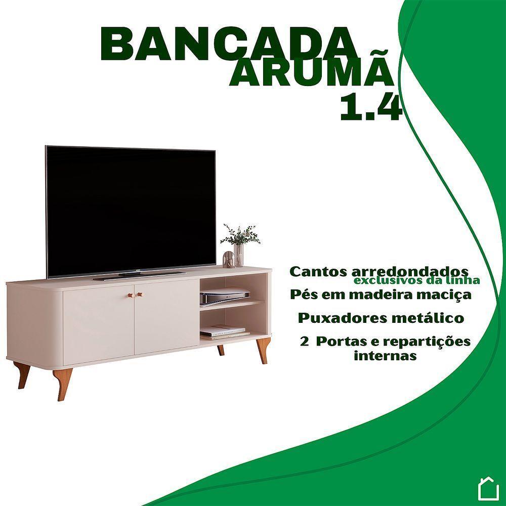 Rack Bancada Aruma 1.4 Com 2 Portas E Cantos Arredondados Off White - 2