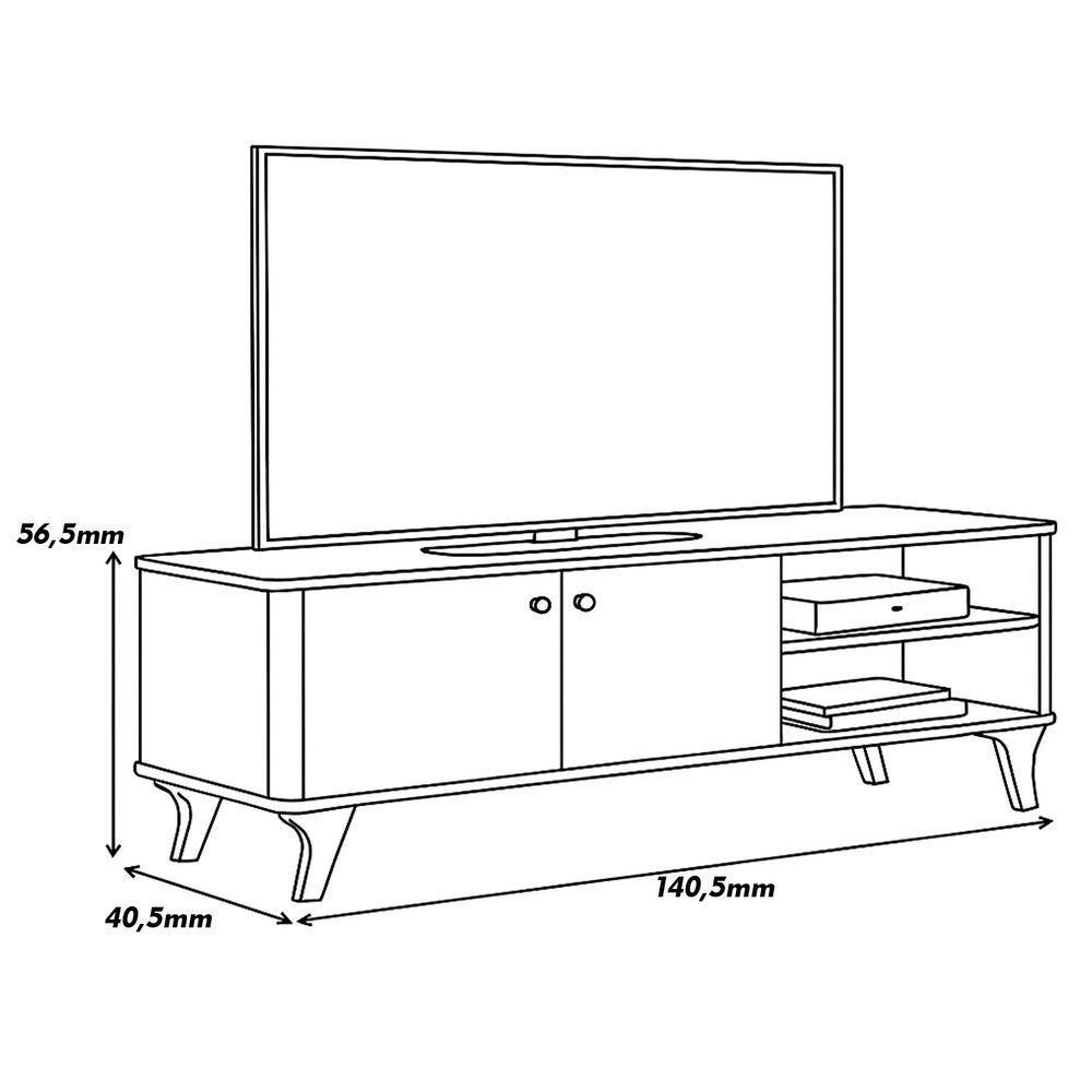 Rack Bancada Aruma 1.4 Com 2 Portas E Cantos Arredondados Off White - 5