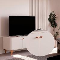 Rack Bancada Aruma 1.4 Com 2 Portas E Cantos Arredondados Off White