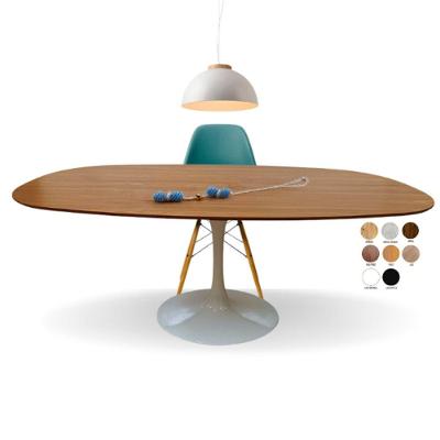 Mesa De Jantar Tulipa Saarinen Retangular Ovalada 180x100cm Base Laca Tampo Freijó