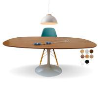 Mesa De Jantar Tulipa Saarinen Retangular Ovalada 180x100cm Base Laca Tampo Freijó - 1