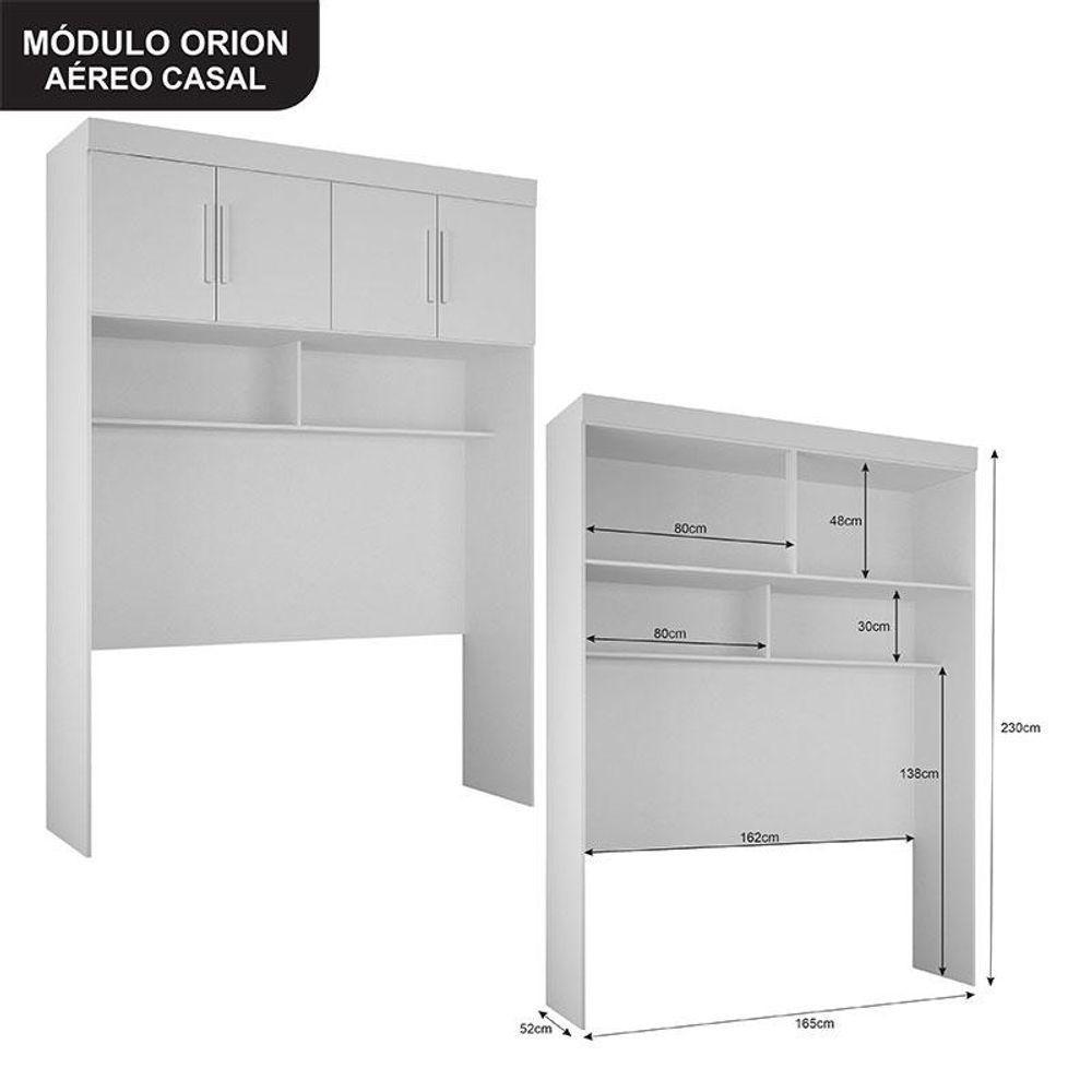 Quarto De Casal Modulado 11 Portas Orion Branco - Leifer Móveis - 4