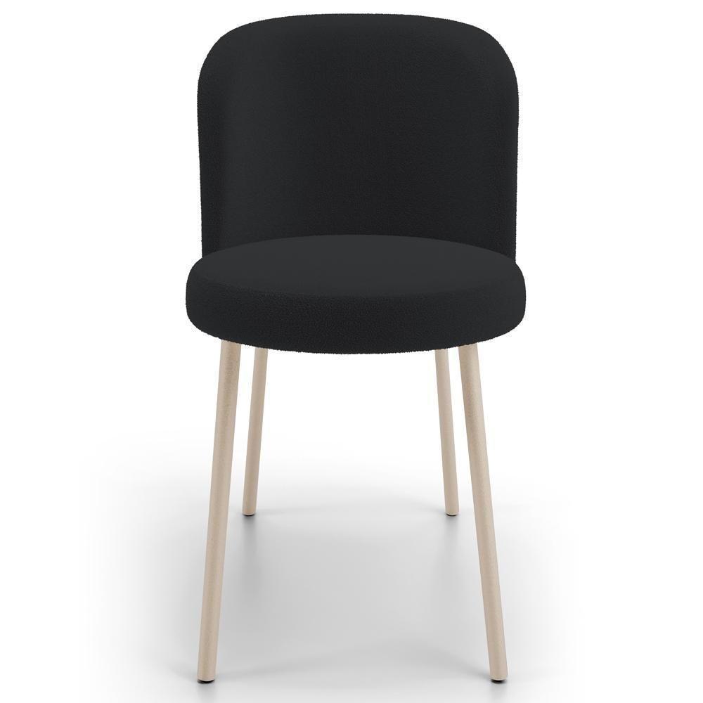 Kit 06 Cadeiras Para Sala De Jantar Cozinha Estofada Gavi Arena L02 Bouclê Preto - Lyam Decor - 3