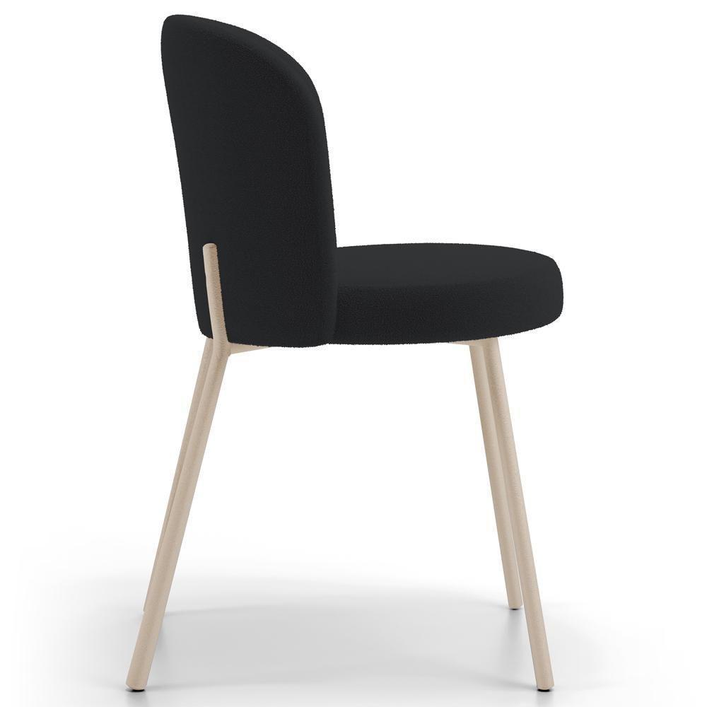 Kit 06 Cadeiras Para Sala De Jantar Cozinha Estofada Gavi Arena L02 Bouclê Preto - Lyam Decor - 6