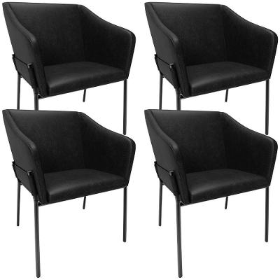 Kit 4 Cadeiras Para Sala De Jantar Estar Living Olívia L02 Couríssimo Preto - Lyam Decor