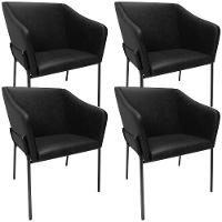 Kit 4 Cadeiras Para Sala De Jantar Estar Living Olívia L02 Couríssimo Preto - Lyam Decor - 1