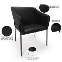 Kit 4 Cadeiras Para Sala De Jantar Estar Living Olívia L02 Couríssimo Preto - Lyam Decor