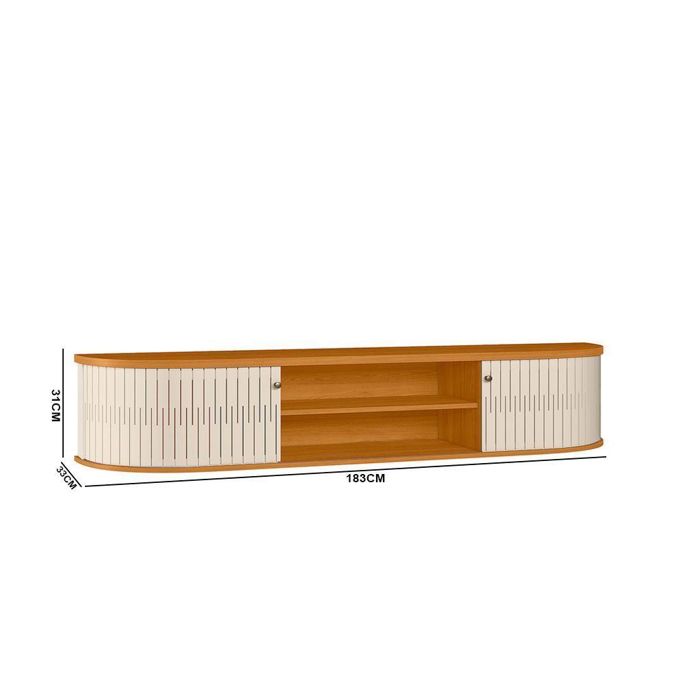 Rack Tv 75 Pol 183cm Bancada Suspenso Ripado Aurenzo Cinamomo-off White M20 - D'rossi - 3