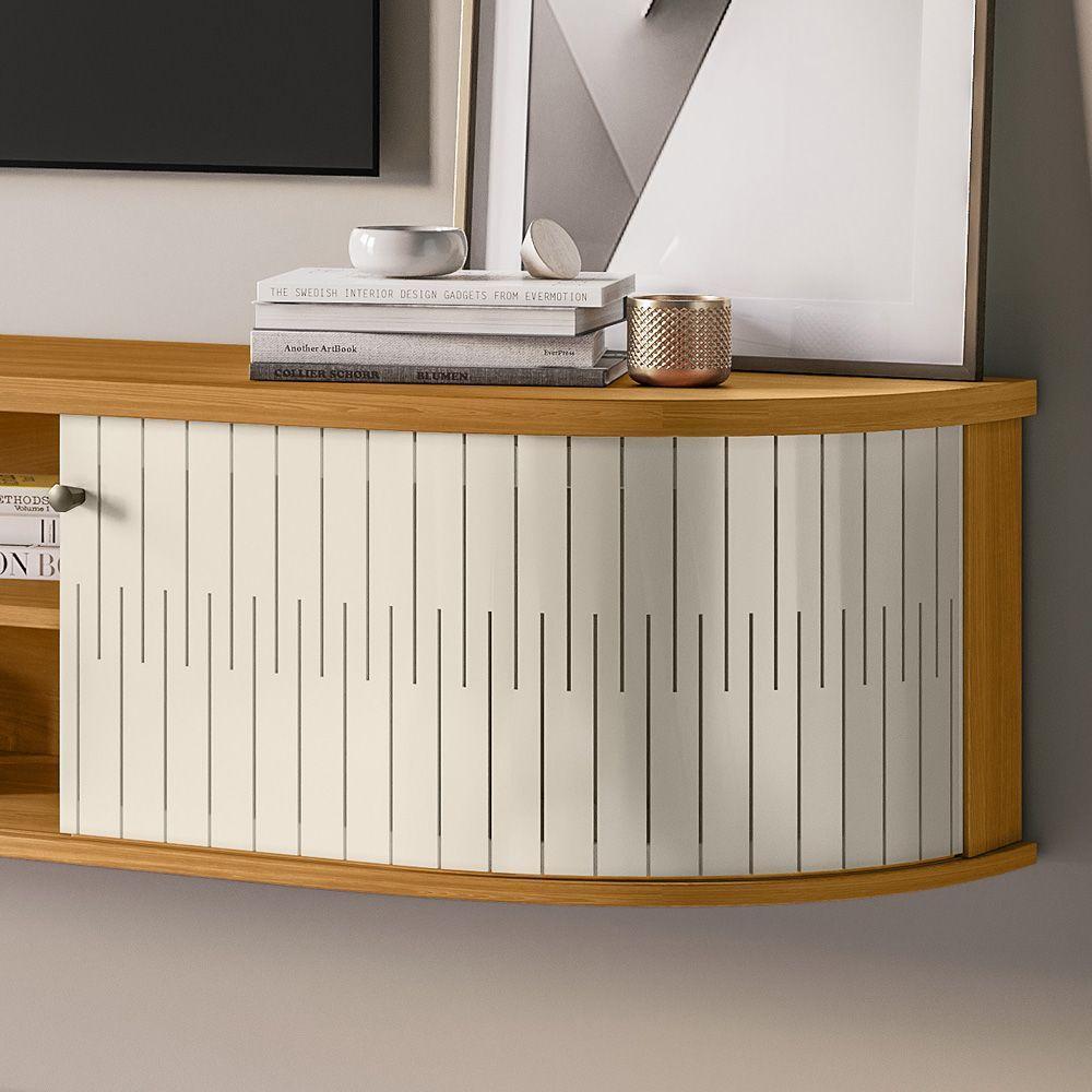 Rack Tv 75 Pol 183cm Bancada Suspenso Ripado Aurenzo Cinamomo-off White M20 - D'rossi - 5