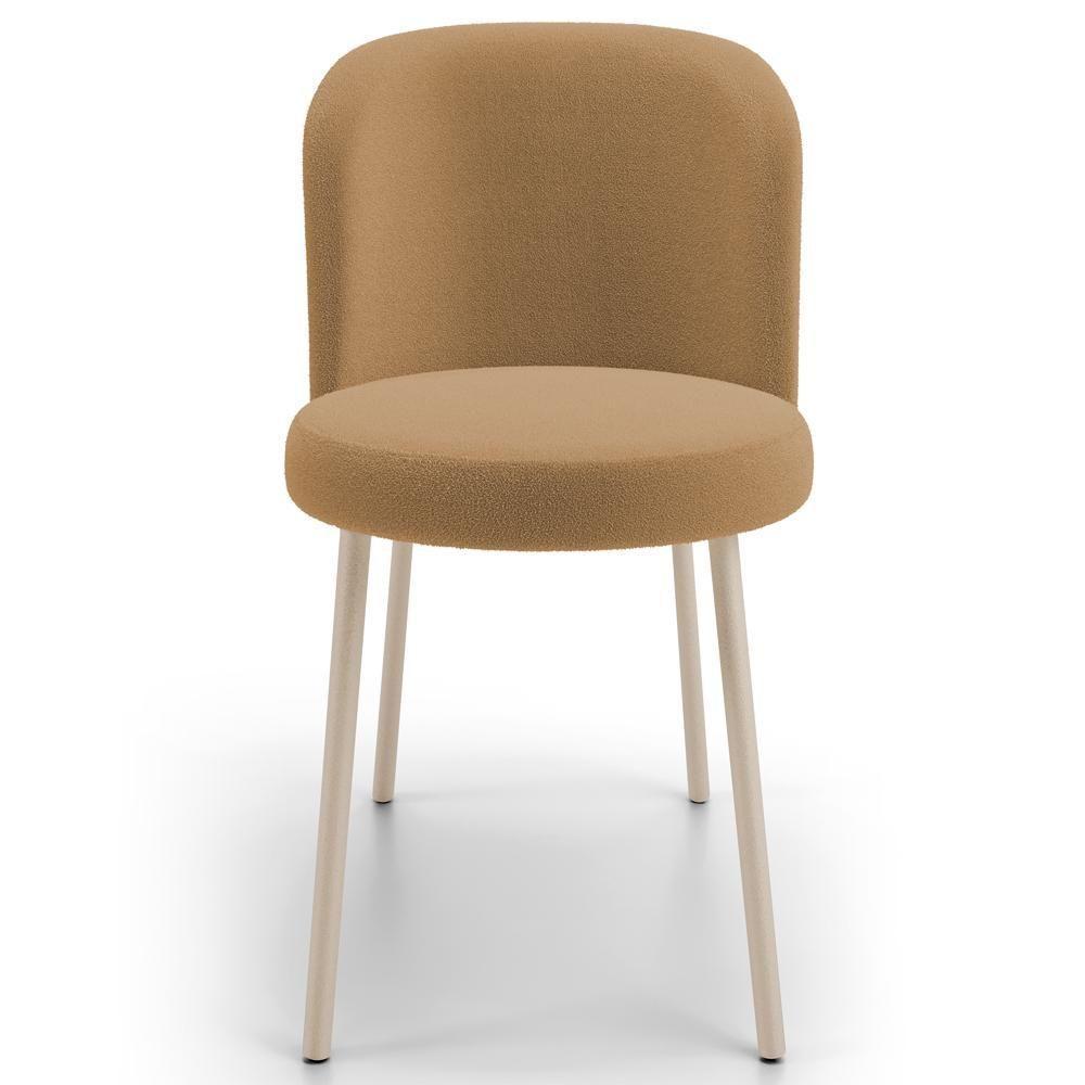 Kit 04 Cadeiras Para Sala De Jantar Cozinha Estofada Gavi Arena L02 Bouclê Mostarda - Lyam Decor - 3