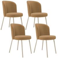 Kit 04 Cadeiras Para Sala De Jantar Cozinha Estofada Gavi Arena L02 Bouclê Mostarda - Lyam Decor - 1