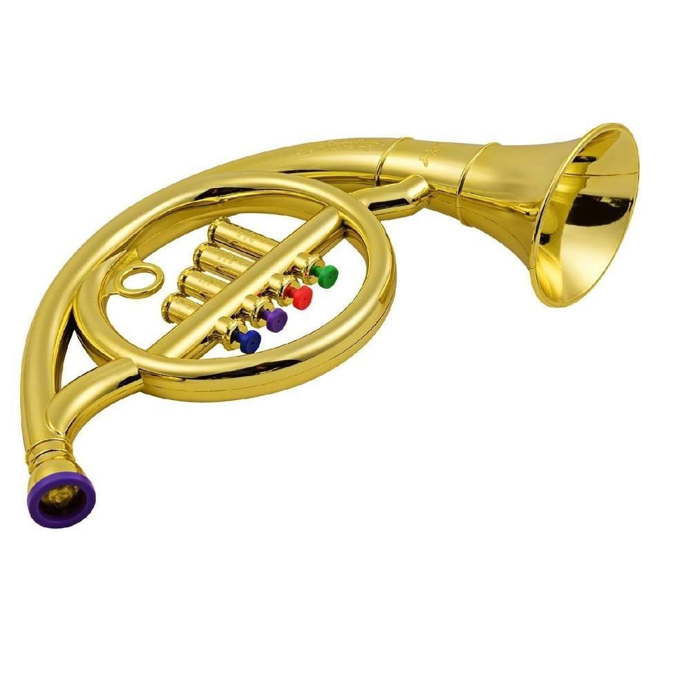 Mini Trompete Infantil Acústico Instrumento Musical Criança 4 Botões Brinquedo Iniciantes - 5