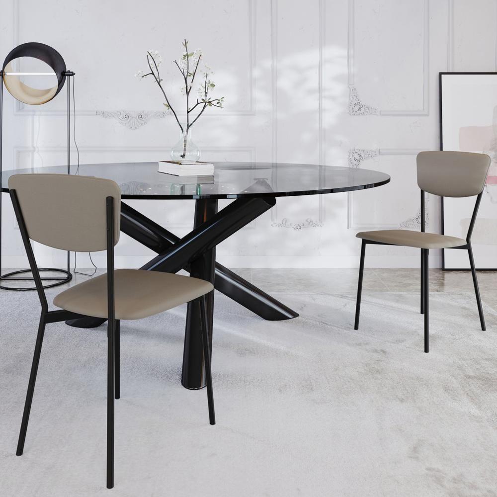 Kit 05 Cadeira Para Sala De Jantar Village Preto C01 Courino Cinza - Lyam Decor - 2