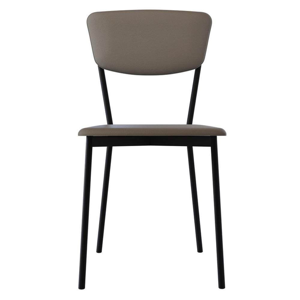 Kit 05 Cadeira Para Sala De Jantar Village Preto C01 Courino Cinza - Lyam Decor - 3