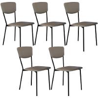 Kit 05 Cadeira Para Sala De Jantar Village Preto C01 Courino Cinza - Lyam Decor - 1