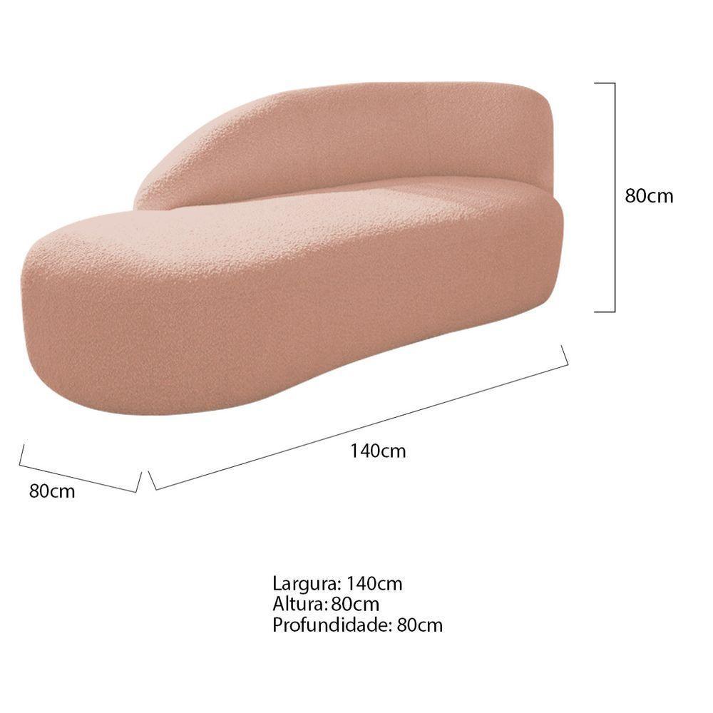 Divã Recamier Curvo Luna 140cm Lado Esquerdo Suede - Adj Decor Cor Rosê - 3