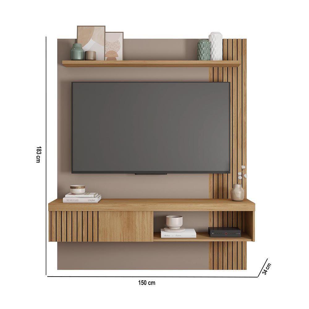 Painel Tv 55 Pol 150cm Bancada Suspensa Ripado Luana C01 - D'rossi Fendi-buriti - 3