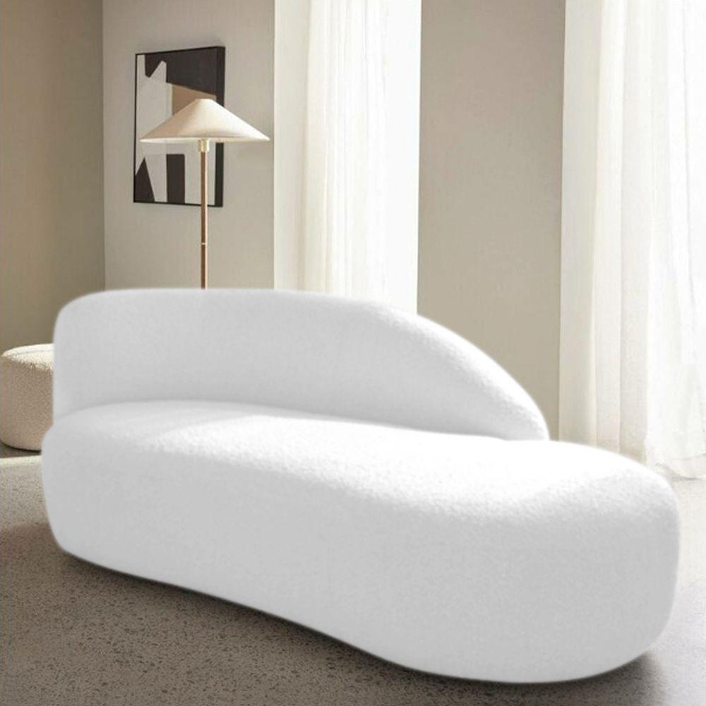 Divã Recamier Curvo Luna 160cm Lado Direito Suede - Adj Decor Cor Branco - 3