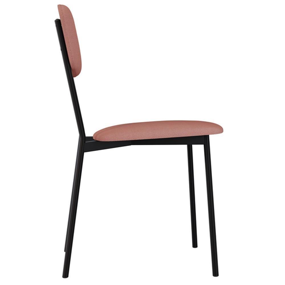 Kit 05 Cadeira Para Sala De Jantar Village Preto C01 Linho Rosê - Lyam Decor - 6