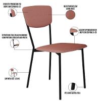 Kit 05 Cadeira Para Sala De Jantar Village Preto C01 Linho Rosê - Lyam Decor